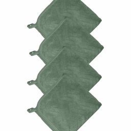 HOUSSE Green 4 Pieces 350 GSM Microfibre Ultra Absorbent Super Soft Quick Dry Face Towels-18
