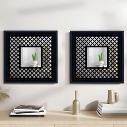 Art Street 2 Pcs Black Square Shape Decorative Wall Mirror-25