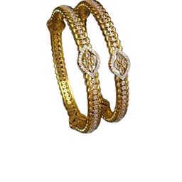 Zevarly Pack of 2 Gold Plated AD Studded Bangles image 2