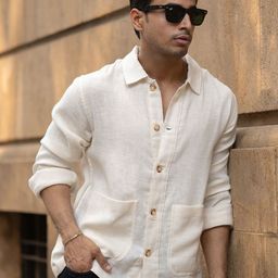 Powerlook Men Off-White Lighhtweight Overshirt-image-6