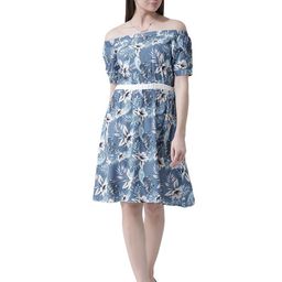KASSUALLY Women Printed Off-Shoulder Fit & Flare Dress-image-43