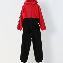 SPUNKIES Girls Colourblocked Hooded Mid Rise Tracksuits-16