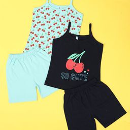V-Mart Girls Pack Of 2 Printed Pure Cotton T-shirt with Shorts-picture-40