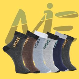 MJE Pack Of 6 Patterned Cotton Ankle Length Socks-picture-18