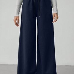 Mast & Harbour Women Solid Relaxed Wide Leg High-Rise Trousers-picture-46