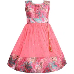 Wish Karo Girls Floral Printed Sequined Fit & Flare Dress-image-20