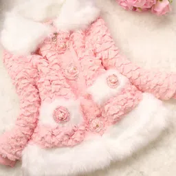 YK Girls Spread Collar Self Design Sherpa Jacket-picture-8