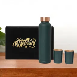 INTERNATIONAL GIFT Green Set of 3 Copper Solid Water Bottle-23