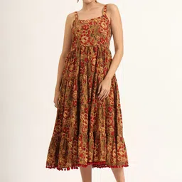 KALINI Floral Print Fit & Flare Midi Dress-picture-16