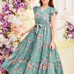 YK Floral Print Fit & Flare Maxi Dress-picture-25
