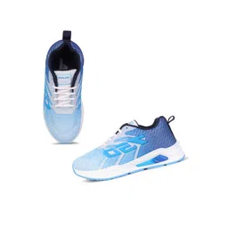 DRACKFOOT Boys Blue & White Printed Lace Up Round Toe Mesh Sneakers-picture-5