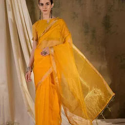 DIVASTRI Woven Design Zari Organza Designer Kanjeevaram Saree-image-72