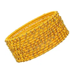ZULKA Set of 12 Metal with Silk Thread Ball Stone Bangles-80