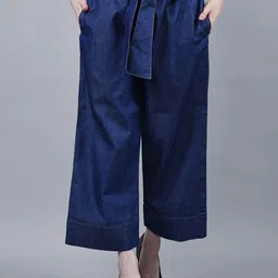 Codaisy Women Denim Parallel Trousers-image-3