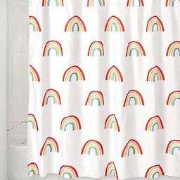 Kuber Industries 2-Pcs White Rainbow Print ShowerCurtains-33
