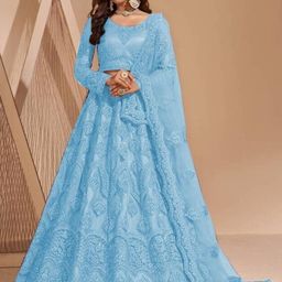 LADY SHOPI Embroidered Semi-Stitched Lehenga & Unstitched Blouse With Dupatta-image-43
