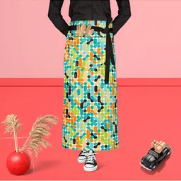 ArtzFolio Black & White Printed Cotton Waist Apron-30