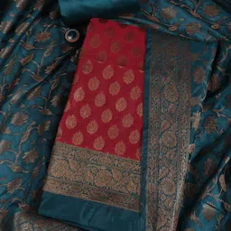 Meena Bazaar Woven Design Chanderi Silk Unstitched Dress Material-45