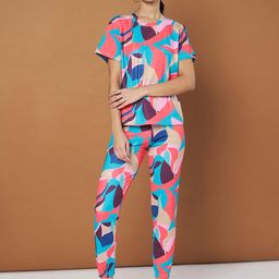 DTR FASHION Printed Round Neck T-Shirt With Joggers-image-79