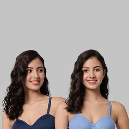 Women Cotton Blue,Light Blue Padded Non-Wired Lingerie Bra Sport wear Gym Crop Tank Top-image-65