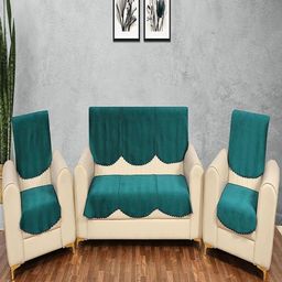 Fashion Throw Teal Velvet Sofa Cover-image-80