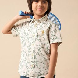 U.S. Polo Assn. Kids Boys Floral Printed Spread Collar Pure Cotton Casual Shirt-picture-20