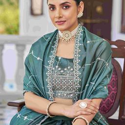 SHOPGARB Embroidered Thread Work Semi-Stitched Lehenga & Unstitched Blouse With Dupatta-picture-57