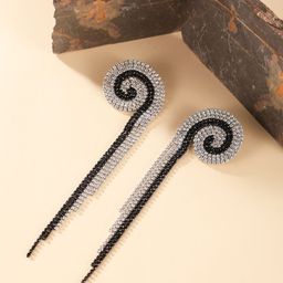 StyleCast Silver-Plated Rhinestone Studded Tasselled Contemporary Drop Earrings-image-81