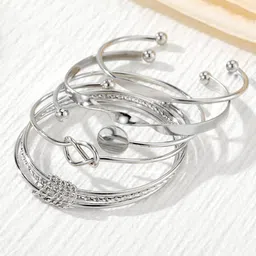 Jewels Galaxy Women 5 Oxidised Silver-Plated Charm Bracelet-11