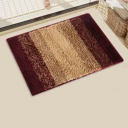 Myntra Elegant Homes Maroon & Brown Striped 110 GSM Microfibre Bath Rugs-image-77
