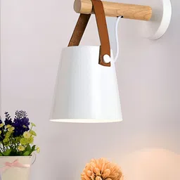 Homesake White & Brown Metal Frustum Shaped Wall Lamp-image-84
