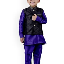 Pehanaava Boys Embroidered Regular Thread Work Straight Kurta with Pyjamas-24