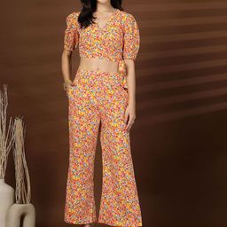 plusS Printed V-Neck Top With Palazzo-image-24