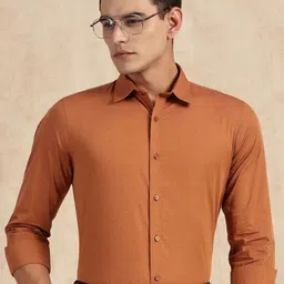 Thomas Scott Men Classic Slim Fit Solid Spread Collar Pure Cotton Formal Shirt-image-80