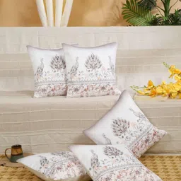 SOKNACK White And Grey 5 Pieces Ethnic Motifs Velvet Square Cushion Covers-38