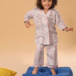 The Mini Trunk Kids Graphic Printed Pure Cotton Night suit-image-24