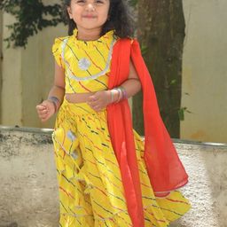 Mamma's Bear Girls Printed Ready to Wear Lehenga & Blouse with Dupatta-image-69