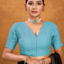 KALINI Women Embroidered Cotton Saree Blouse-image-79