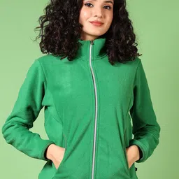 V-Mart Women Mock Collar Solid Cotton Casual Bomber Jacket-picture-21