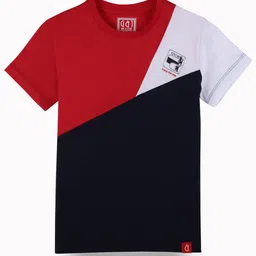 Gini and Jony Boys Colourblocked Round Neck Cotton T-shirt-66