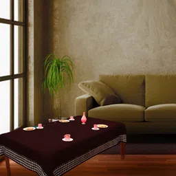 Home Heart Brown Cotton 6-Seater Table Cover with Patchwork details-60