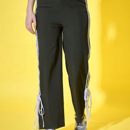 BUY NEW TREND Women Relaxed Fit Mid Rise Track Pant With Ankle Tie Detail-image-92