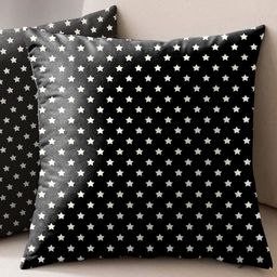 Aura Black & White 2 Pieces Geometric Printed Square Cushion Covers-picture-12