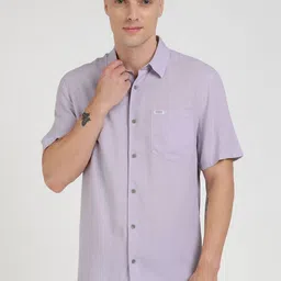 GUESS Men Spread Collar Solid Linen Casual Shirt-image-21