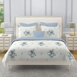 SWAYAM Grey & White Floral 210 TC King Bedsheet with 2 Pillow Covers-image-57