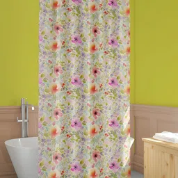ArtzFolio Cream & Green Printed Waterproof Shower Curtain-image-79