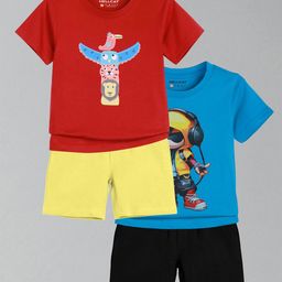 HELLCAT Boys Pack Of 2 Printed Round Neck T-Shirts With Shorts-image-63