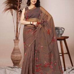 BAESD Floral Printed Organza Saree-image-82
