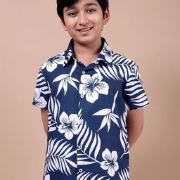 Enciger Boys Standard Fit Floral Printed Spread Collar Casual Shirt-image-57