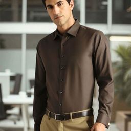 URBANICE Men Classic Fit Solid Spread Collar Cotton Formal Shirt-image-21
